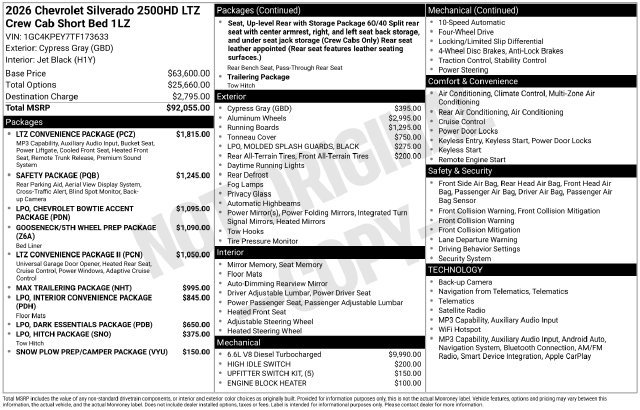 New 2026 Chevrolet Silverado 2500 HD LTZ Truck