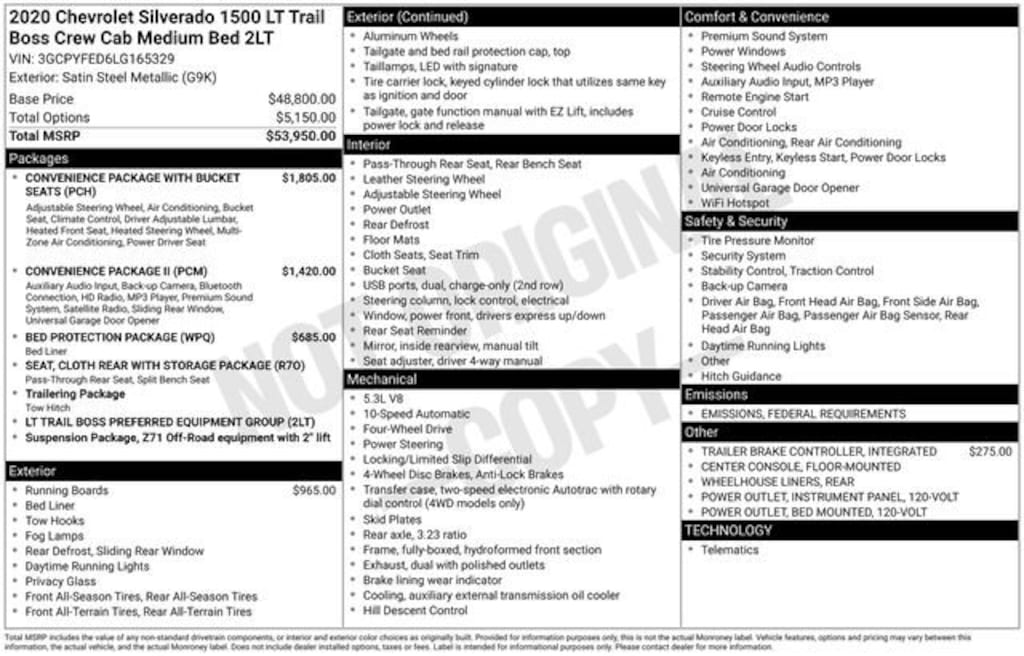 Used 2020 Chevrolet Silverado 1500 LT Trail Boss Truck