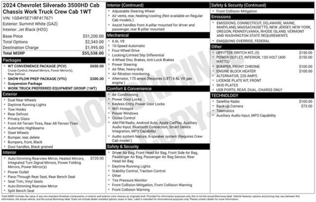 New 2024 Chevrolet Silverado 3500 HD Chassis Cab Work Truck Truck