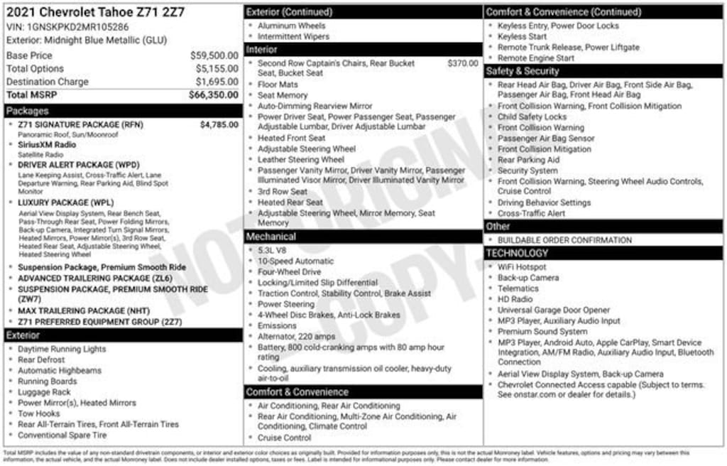 Used 2021 Chevrolet Tahoe Z71 SUV