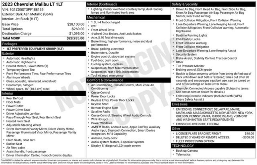 Used 2023 Chevrolet Malibu LT Car