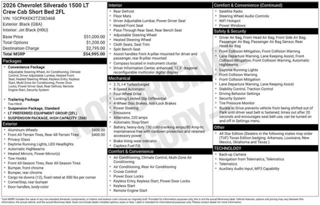 New 2026 Chevrolet Silverado 1500 LT (2FL) Truck