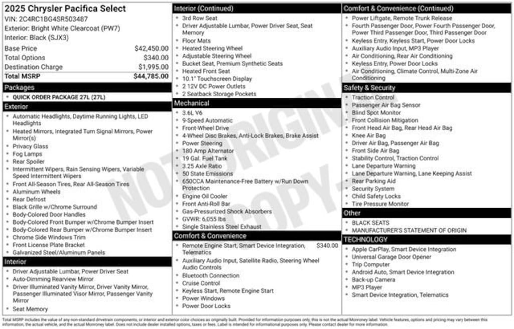 Used 2025 Chrysler Pacifica Select