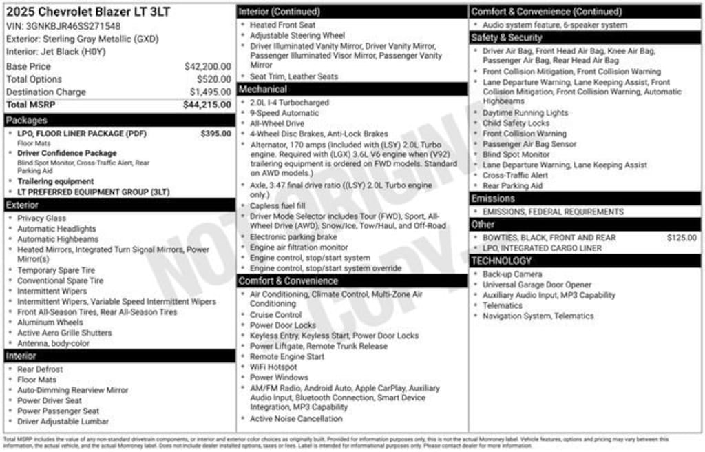 New 2025 Chevrolet Blazer 3LT SUV