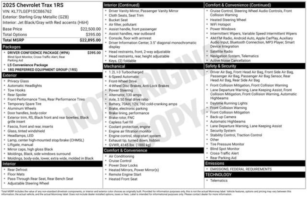 Certified 2025 Chevrolet Trax 1RS SUV