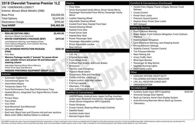 Used 2018 Chevrolet Traverse Premier with VIN 1GNERKKW8JJ280617 for sale in Freeland, MI