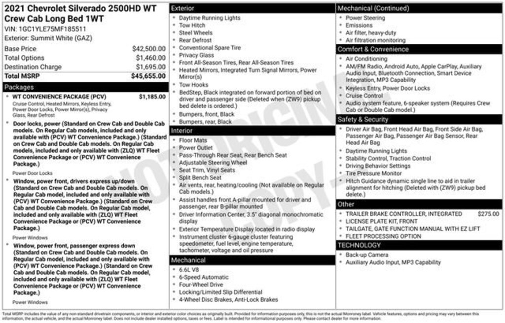 Used 2021 Chevrolet Silverado 2500 HD Work Truck Truck