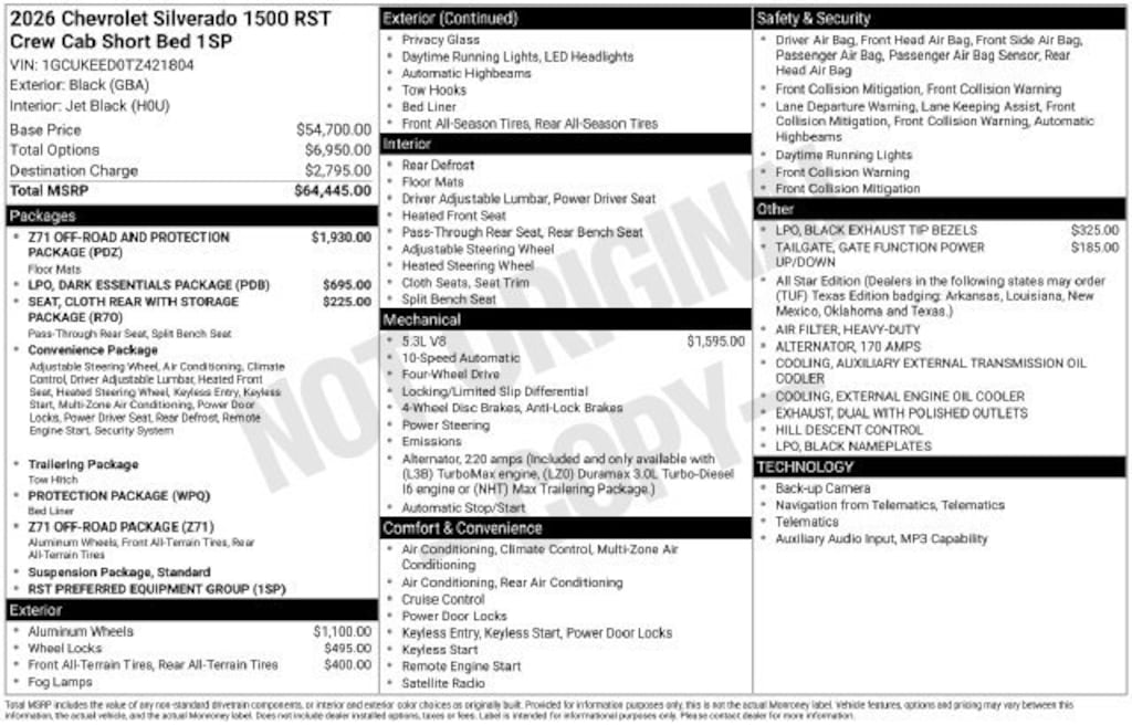 New 2026 Chevrolet Silverado 1500 RST Truck