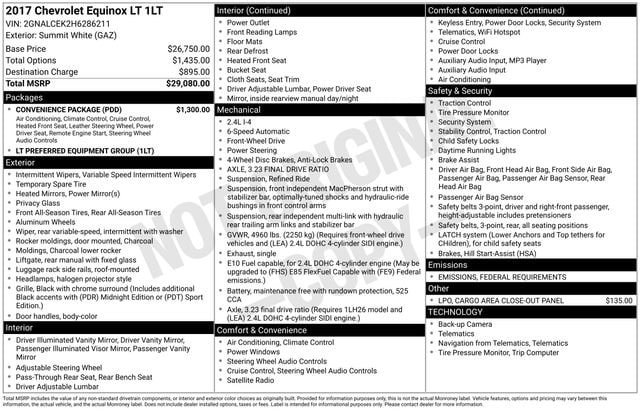 Used 2017 Chevrolet Equinox LT with VIN 2GNALCEK2H6286211 for sale in Freeland, MI