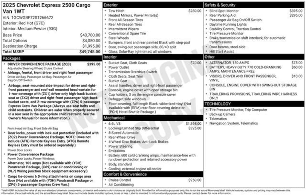 New 2025 Chevrolet Express Cargo WT Van