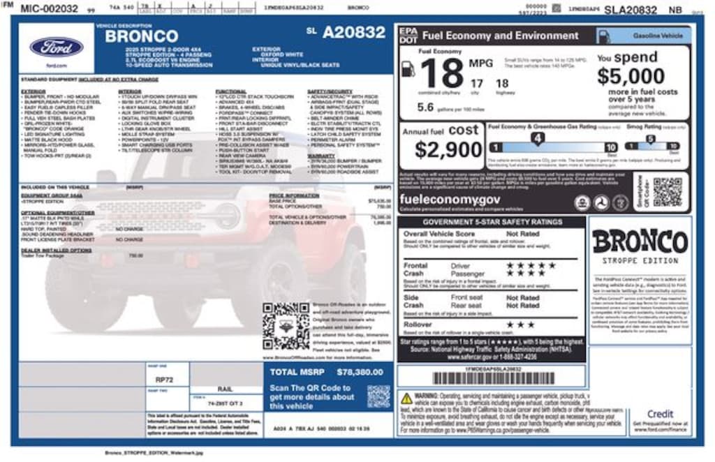 New 2025 Ford Bronco Stroppe Edition SUV