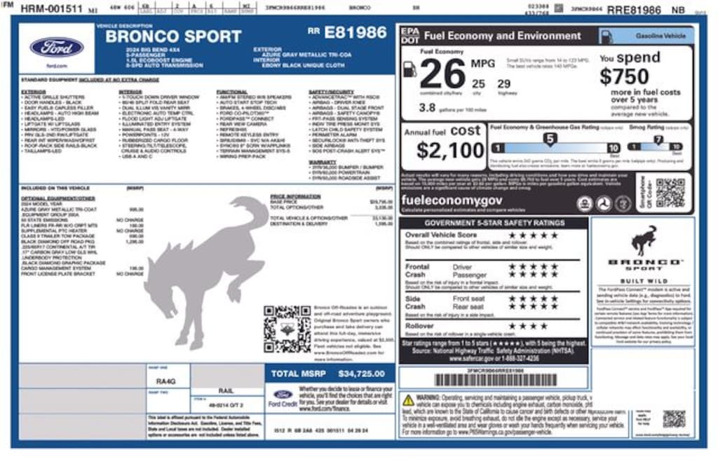 New 2024 Ford Bronco Sport Big Bend SUV