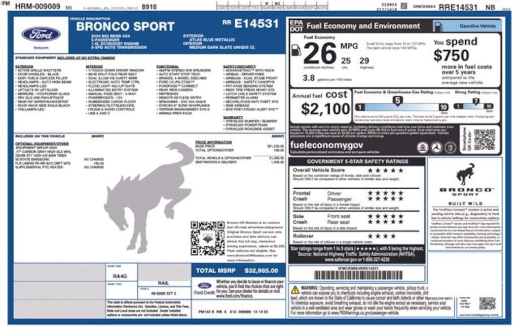 New 2024 Ford Bronco Sport Big Bend SUV