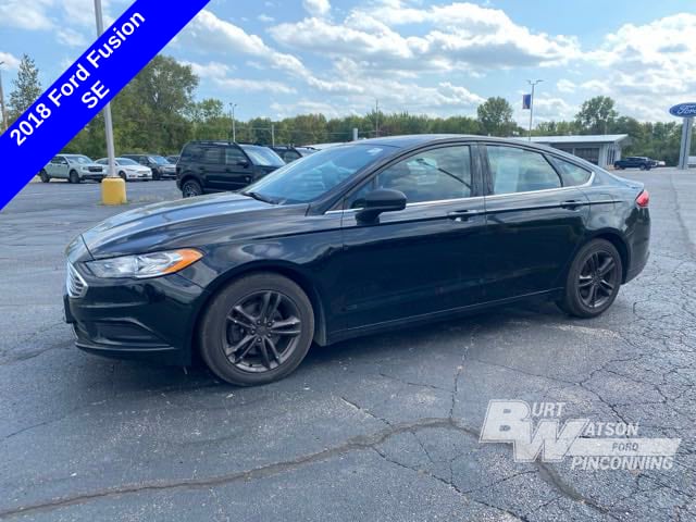 Used 2018 Ford Fusion SE with VIN 3FA6P0HD6JR158718 for sale in Pinconning, MI