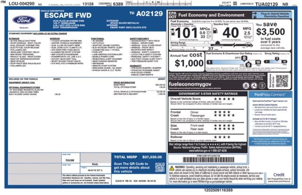 New 2026 Ford Escape Plug-In Hybrid Base SUV