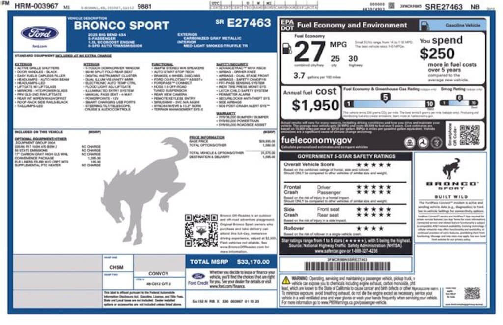 New 2025 Ford Bronco Sport Big Bend SUV