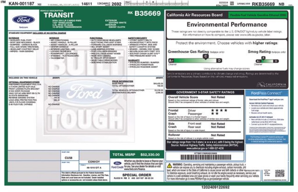 New 2024 Ford Transit-250 Base Van Low Roof Van