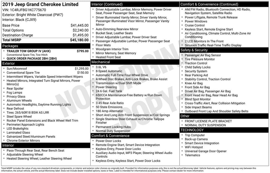 Used 2019 Jeep Grand Cherokee Limited SUV