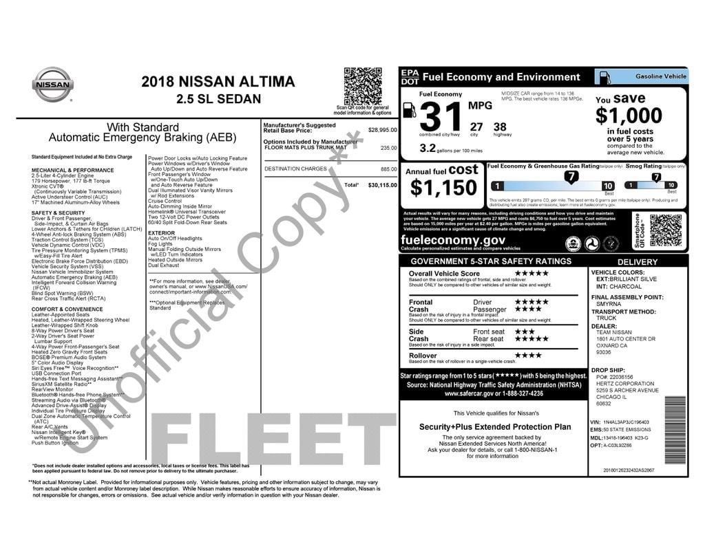 Used 2018 Nissan Altima 2.5 SL Sedan