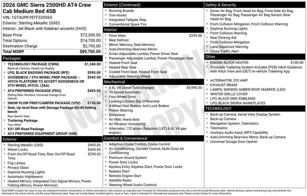 New 2026 GMC Sierra 2500 HD AT4 Truck