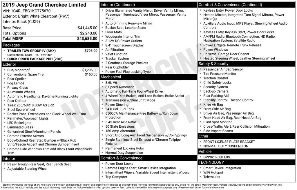 Used 2019 Jeep Grand Cherokee Limited SUV