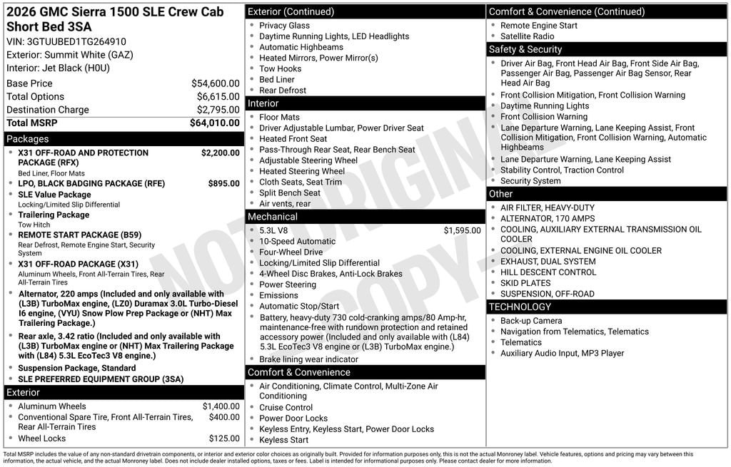 New 2026 GMC Sierra 1500 SLE Truck
