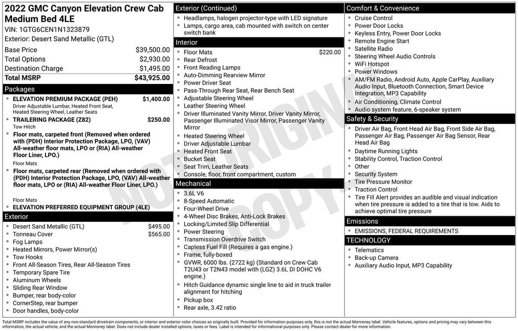 Used 2022 GMC Canyon Elevation Truck Crew Cab