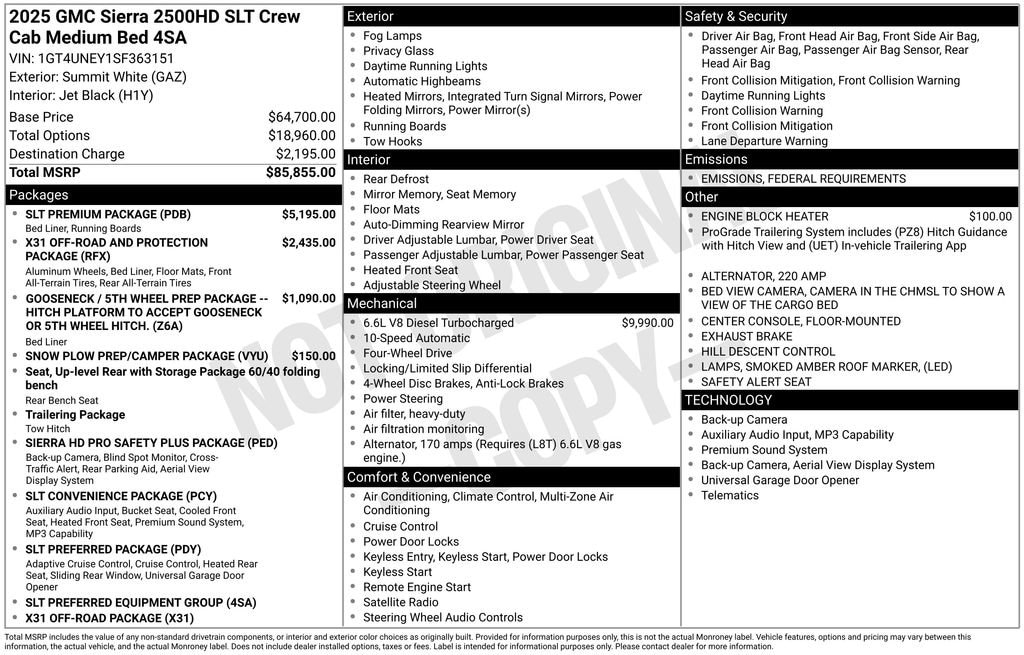 New 2025 GMC Sierra 2500 HD SLT Truck