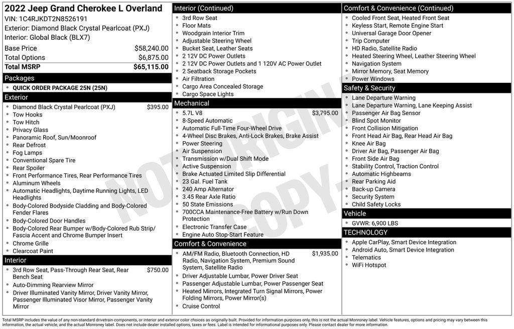 Used 2022 Jeep Grand Cherokee L Overland SUV