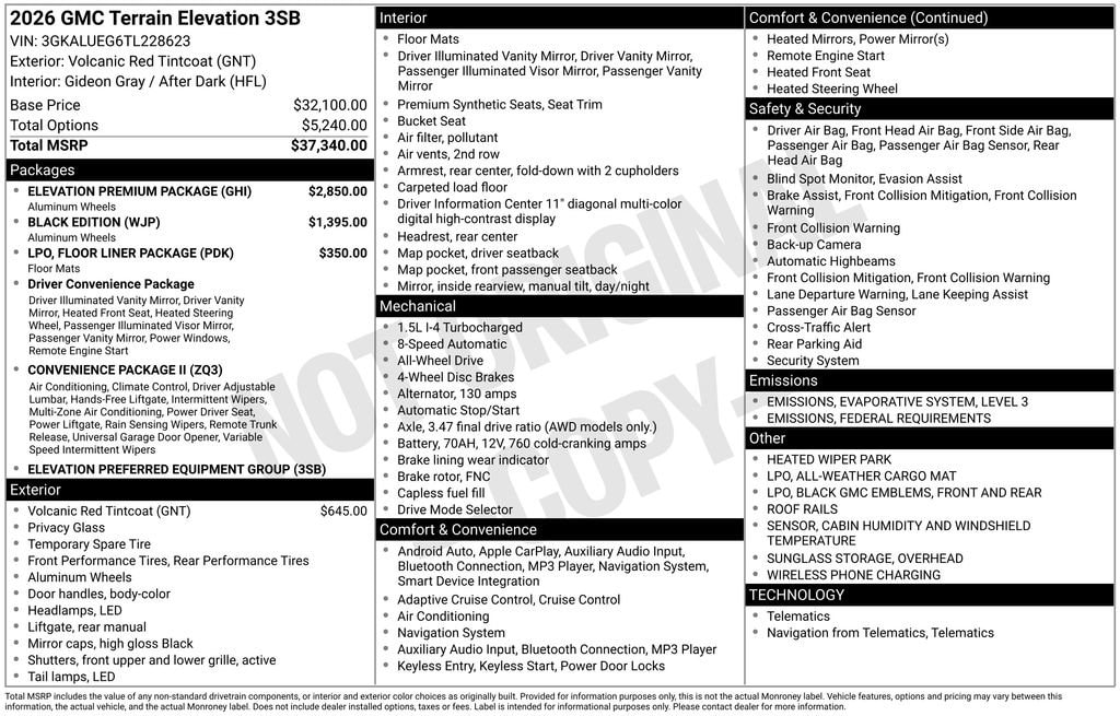 New 2026 GMC Terrain Elevation SUV