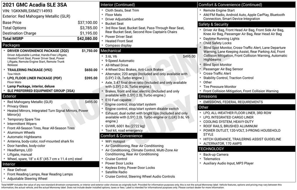 Used 2021 GMC Acadia SLE SUV