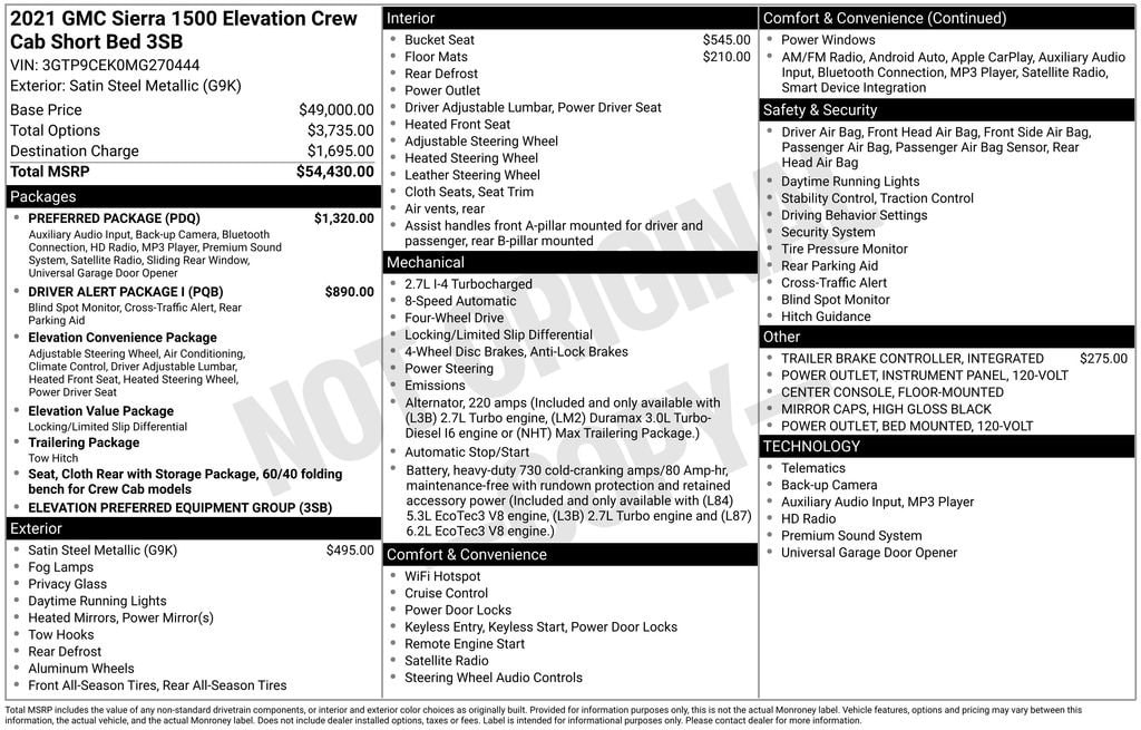 Used 2021 GMC Sierra 1500 Elevation Truck Crew Cab