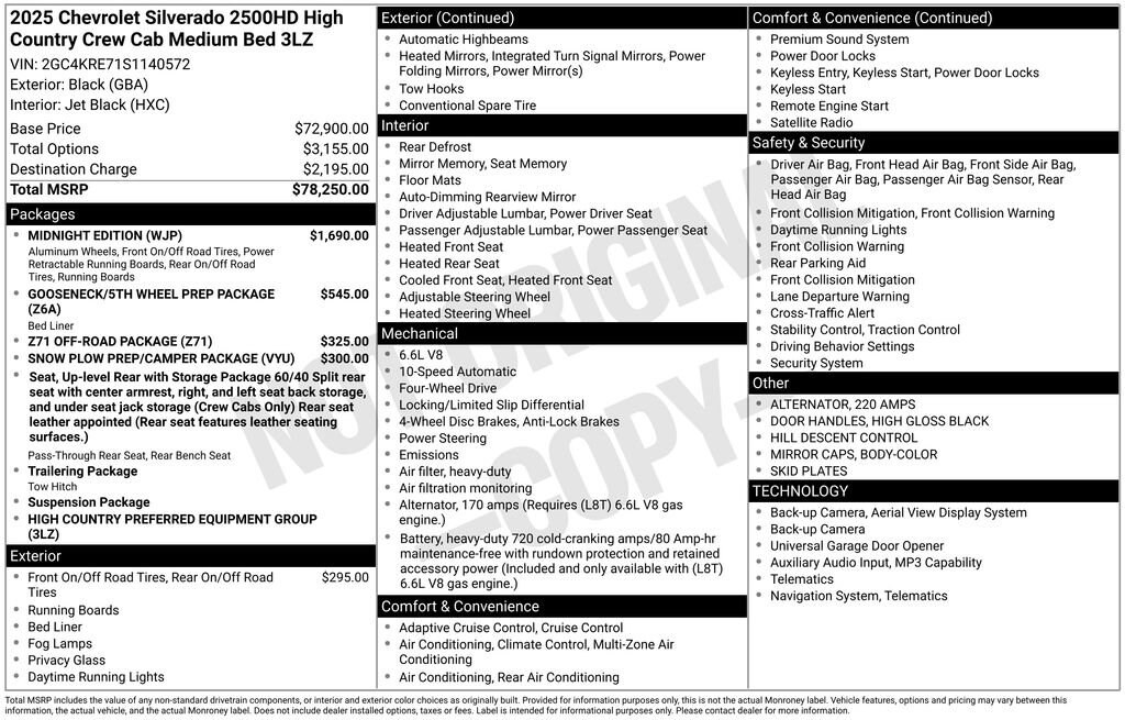 Used 2025 Chevrolet Silverado 2500 HD High Country Truck Crew Cab