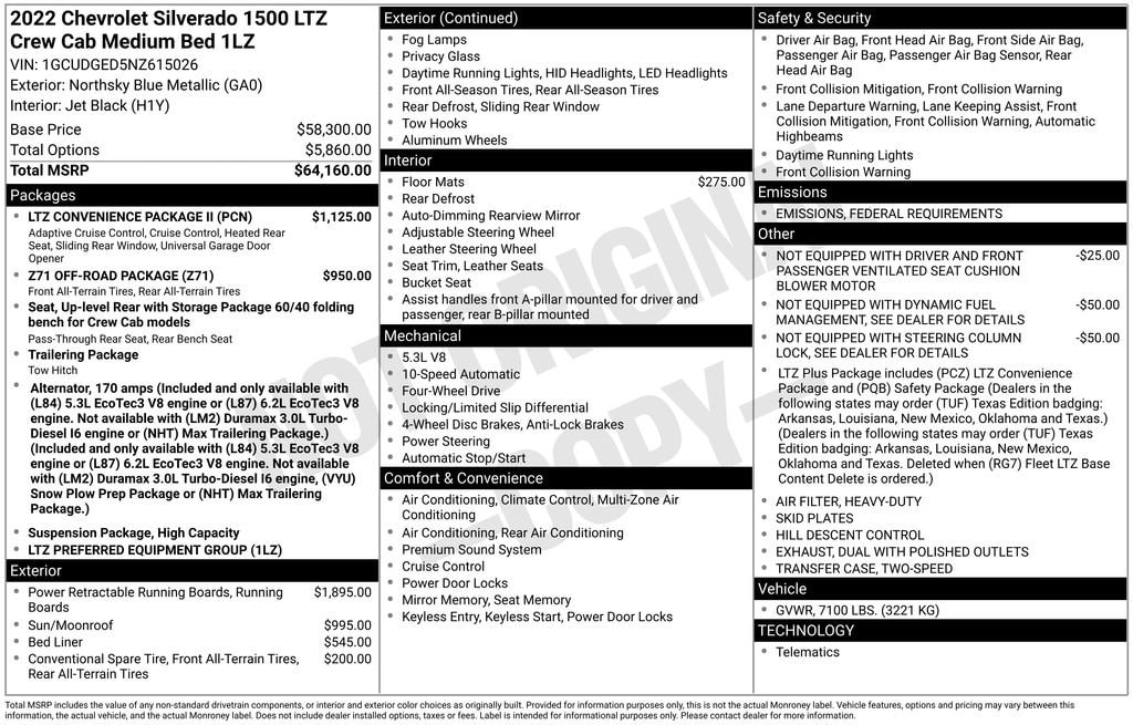Used 2022 Chevrolet Silverado 1500 LTZ Truck Crew Cab