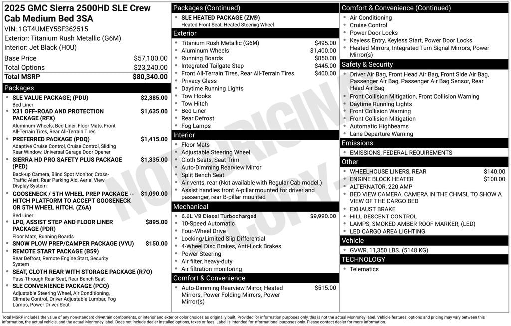 New 2025 GMC Sierra 2500 HD SLE Truck