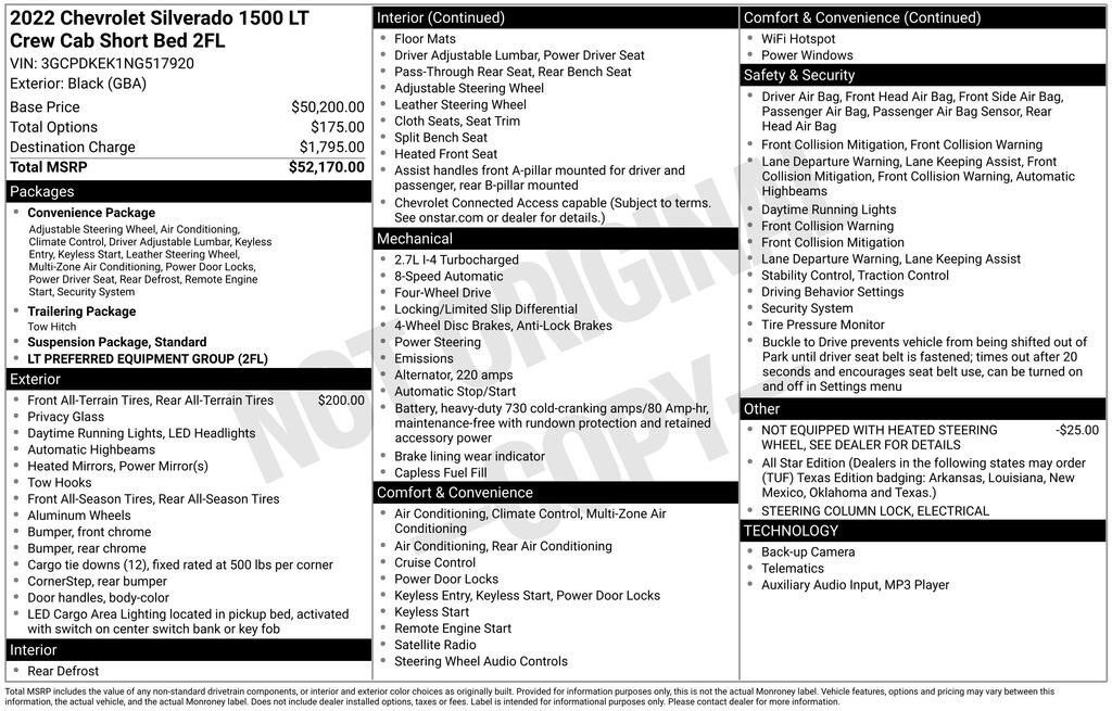 Used 2022 Chevrolet Silverado 1500 LT (2FL) Truck Crew Cab