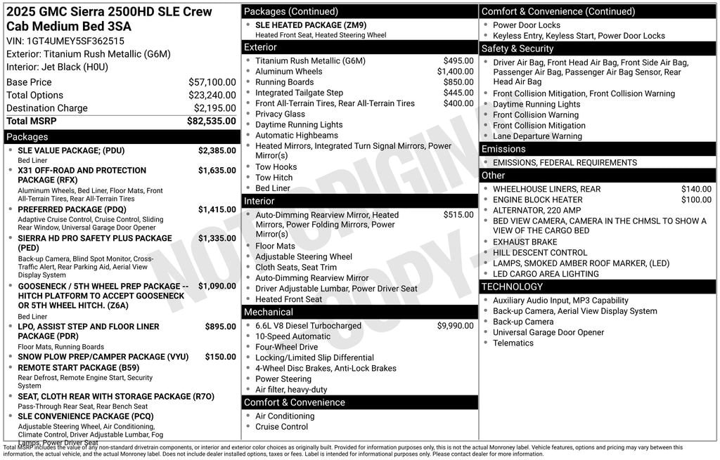 New 2025 GMC Sierra 2500 HD SLE Truck