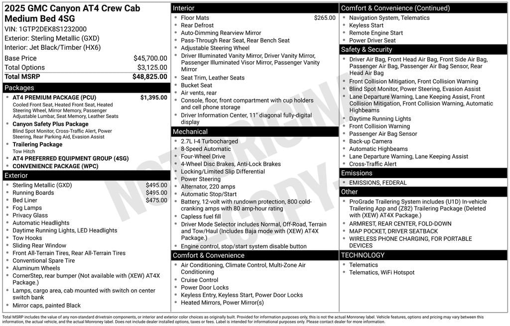 New 2025 GMC Canyon AT4 Truck