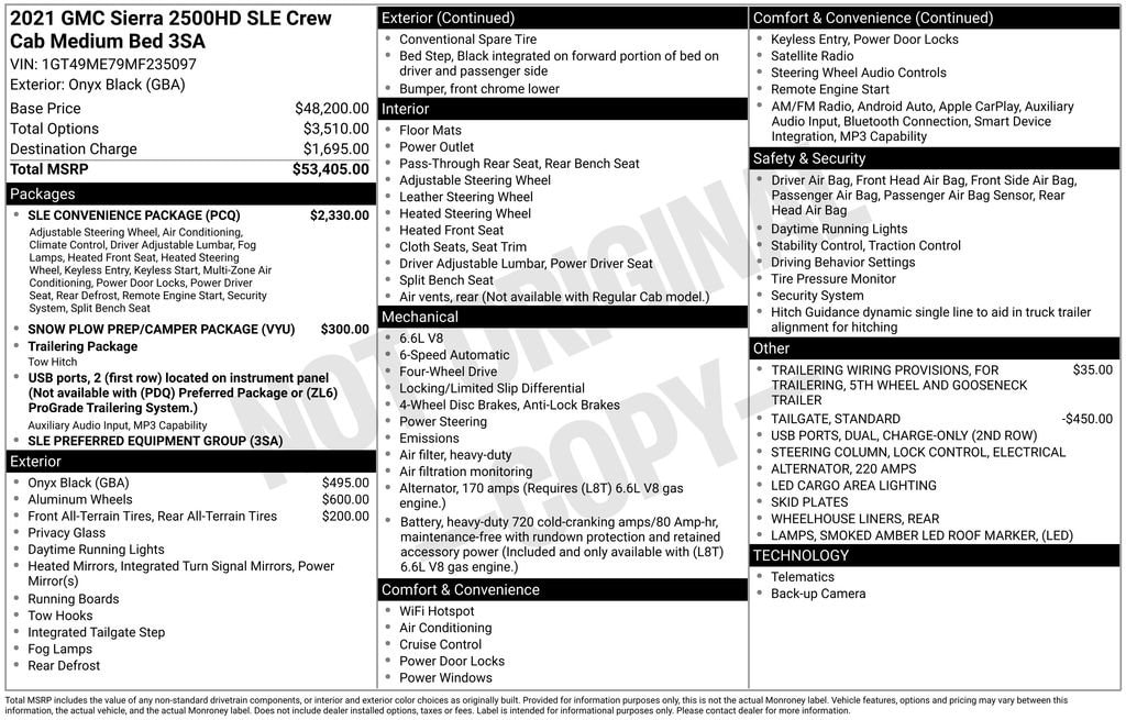 Used 2021 GMC Sierra 2500 HD SLE Truck Crew Cab