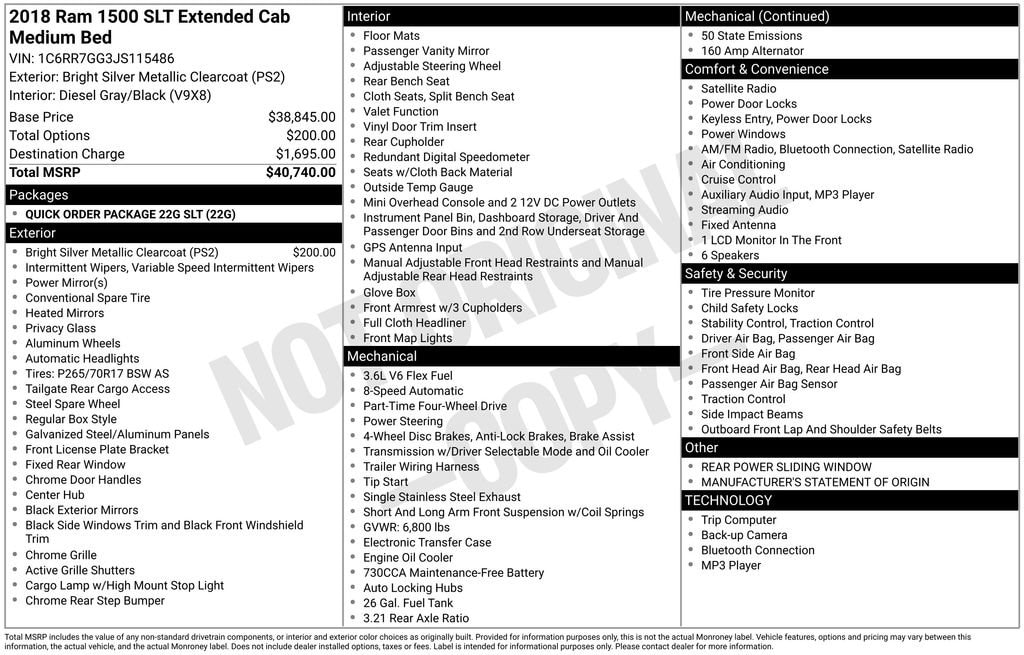 Used 2018 Ram 1500 SLT Truck Quad Cab