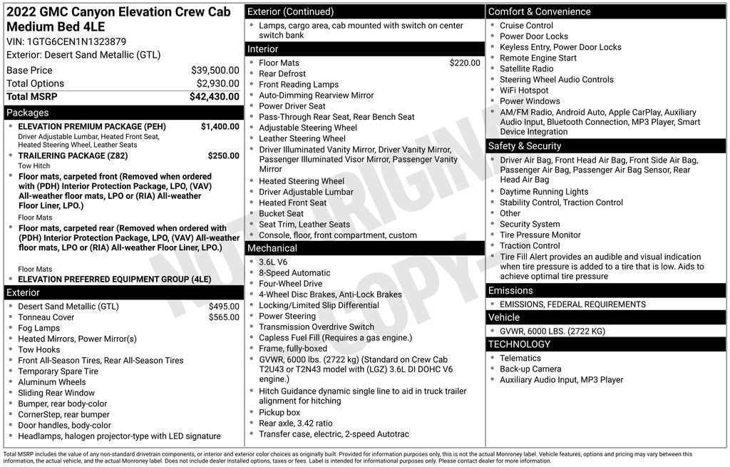 Used 2022 GMC Canyon Elevation Truck Crew Cab