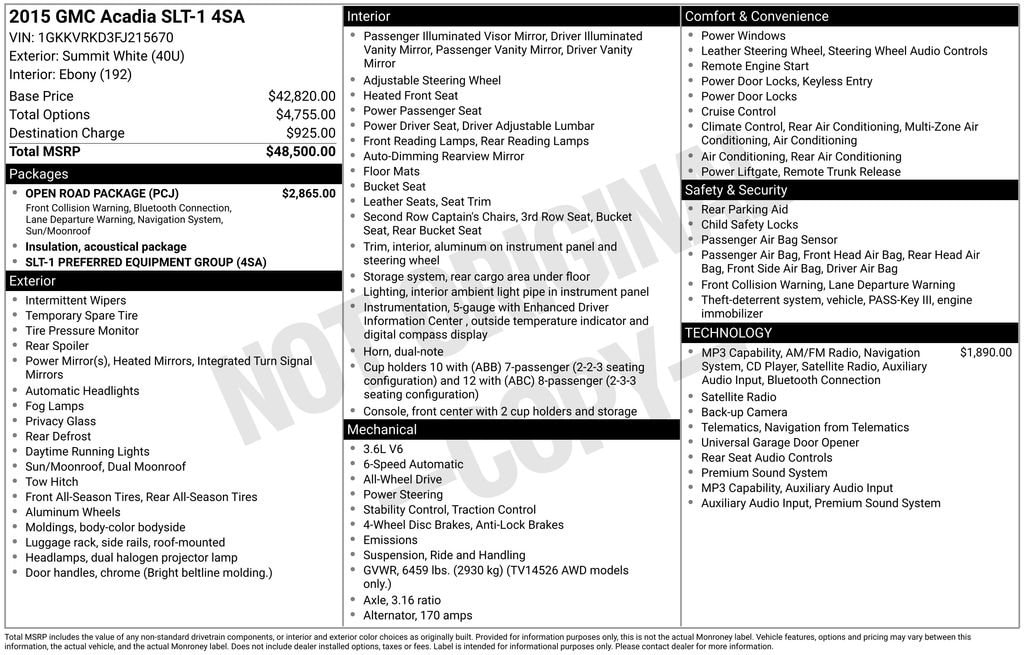 Used 2015 GMC Acadia SLT SUV