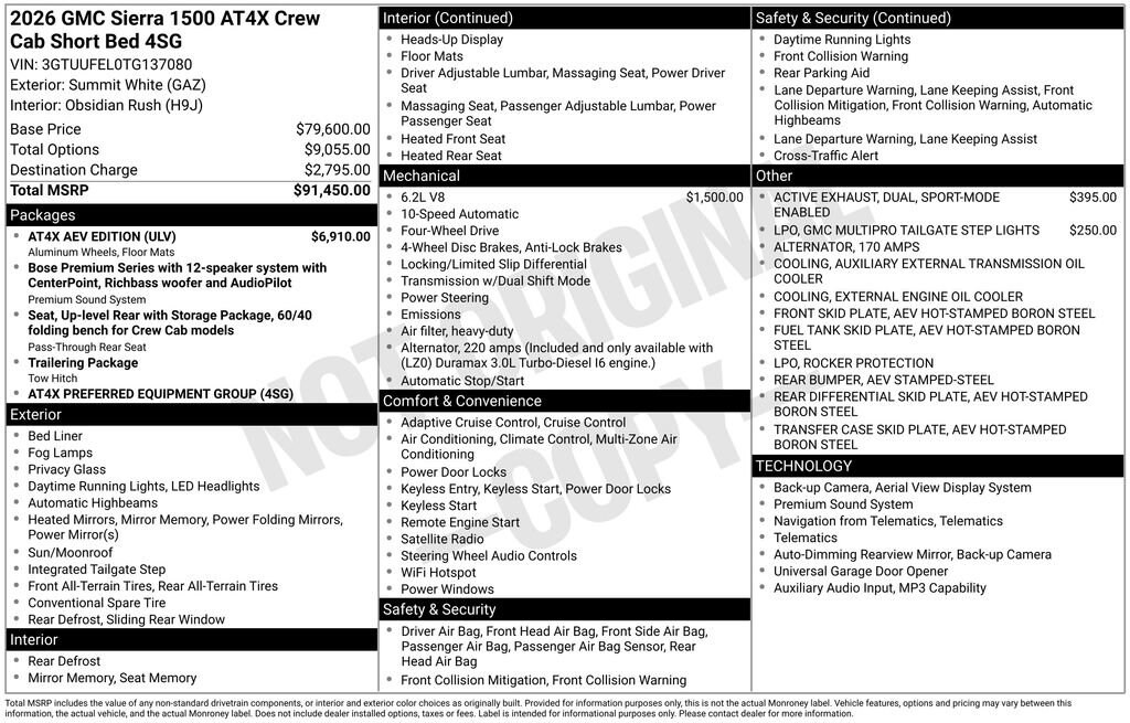 New 2026 GMC Sierra 1500 AT4X Truck