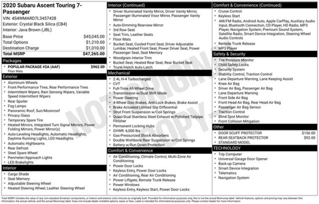 Used 2020 Subaru Ascent Touring SUV