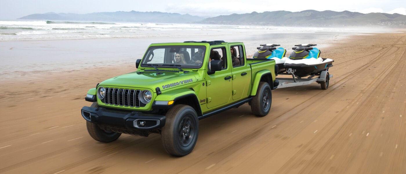 2026 Jeep Gladiator on Beach with Jetskis