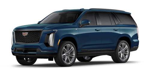 Three-quarters View of a Blue Cadillac Escalade