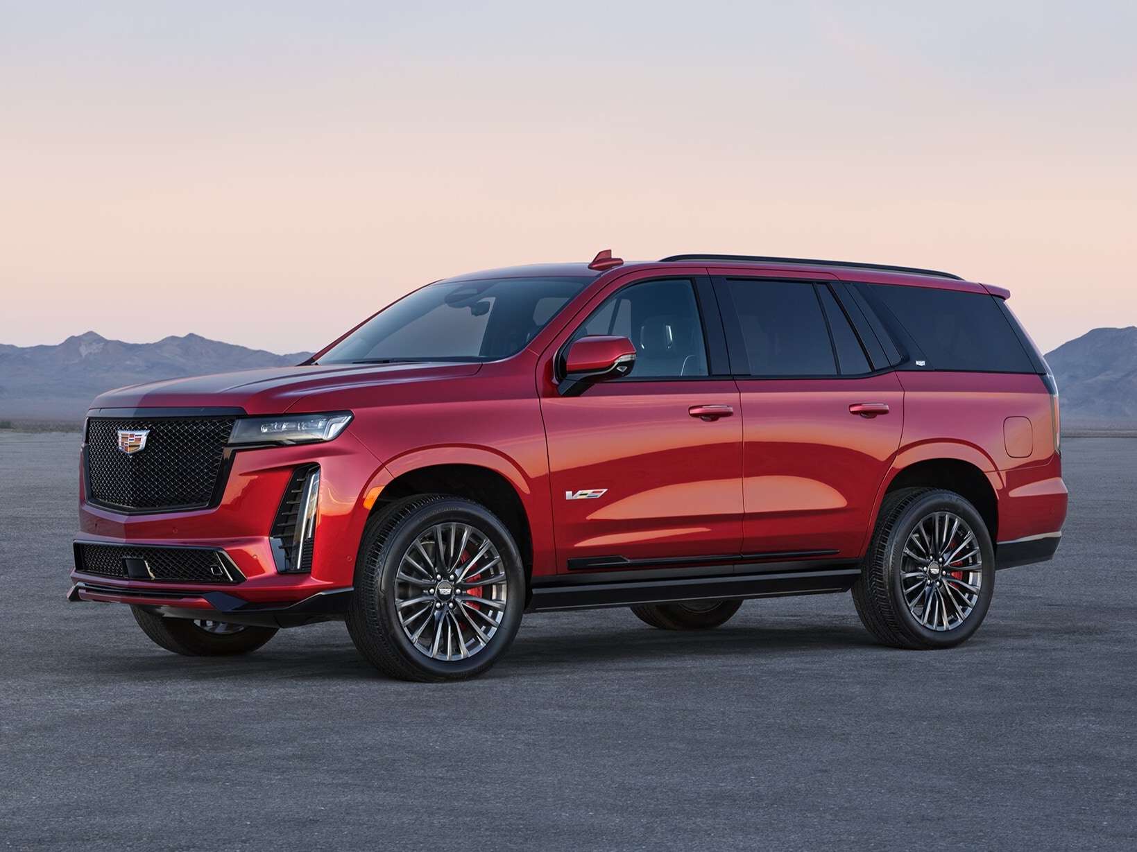 2024 Escalade V Side Profile Parked in Desert Landscape