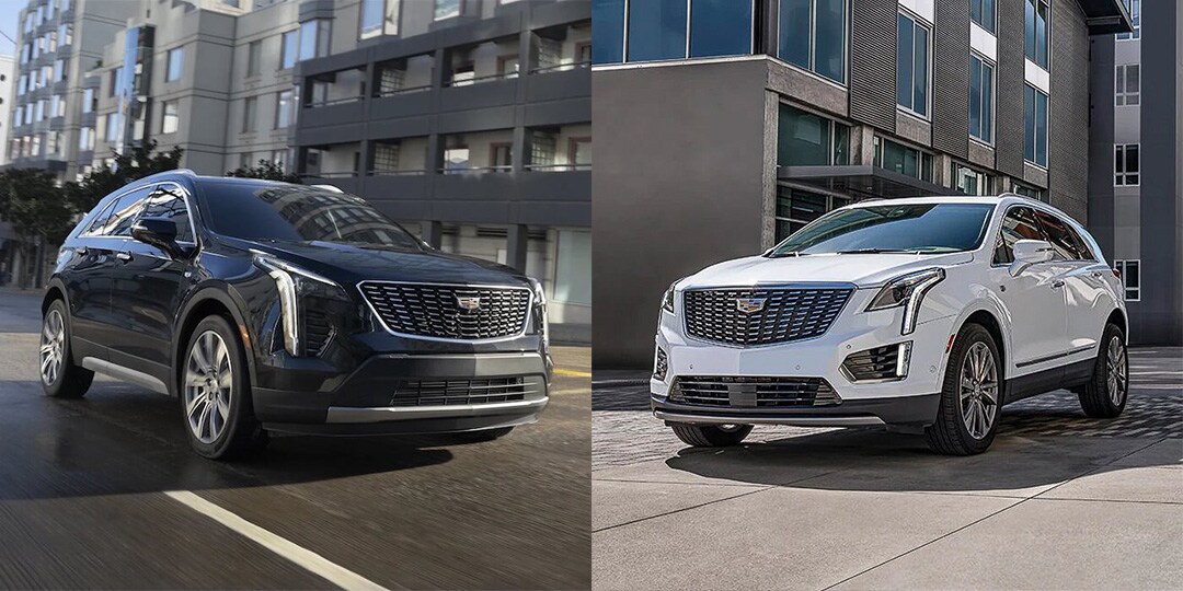comparatif entre le Cadillac XT4 2022 (gauche) et le Cadillac XT5 2022 (droite)