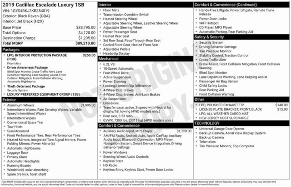 Used 2019 CADILLAC Escalade Luxury SUV