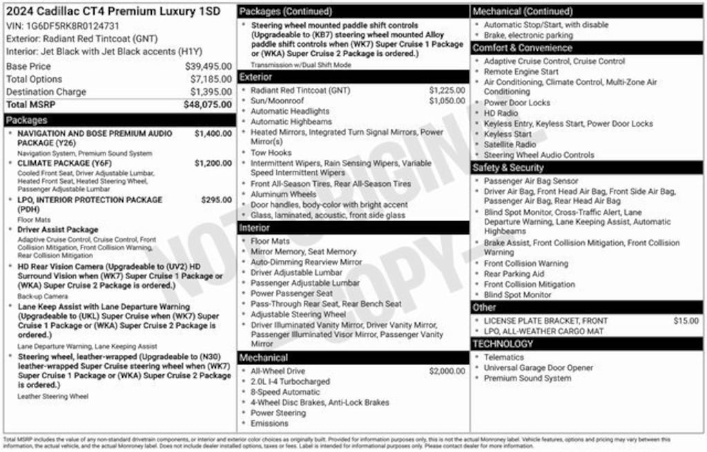 Certified 2024 CADILLAC CT4 Premium Luxury Car